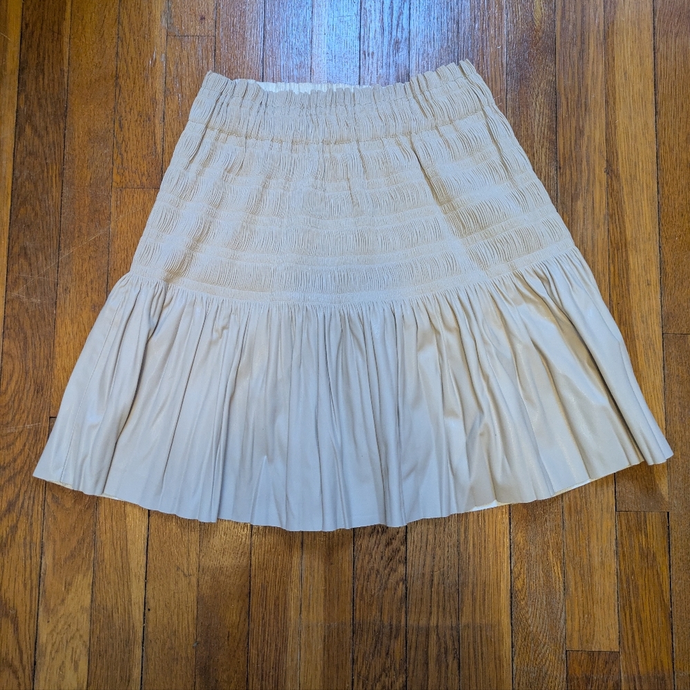 Zara Cream Faux Leather Skirt